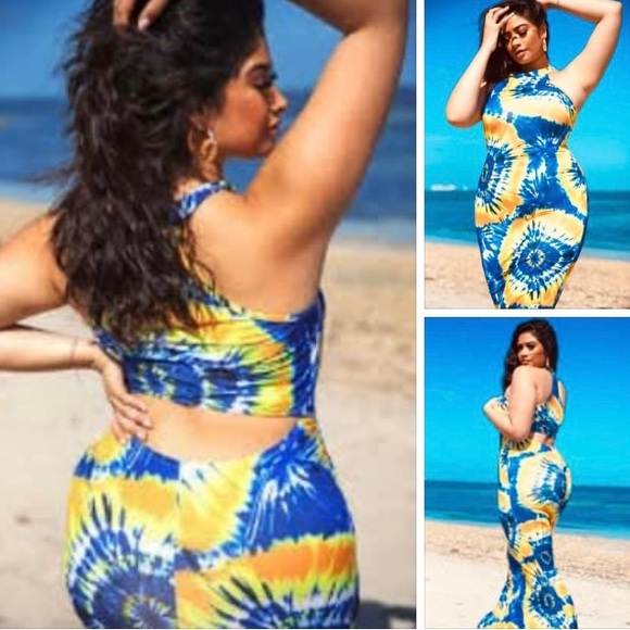 NWT Rebdolls Vibes Tie Dye Mermaid Maxi Dress with Razorback & Back Cutout - Picture 14 of 14